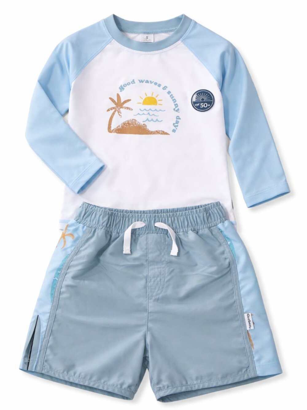 NEW Gerber Boys Toddler Rash guard Swim Bathing Suit Set Shirt Size 2T Toddler